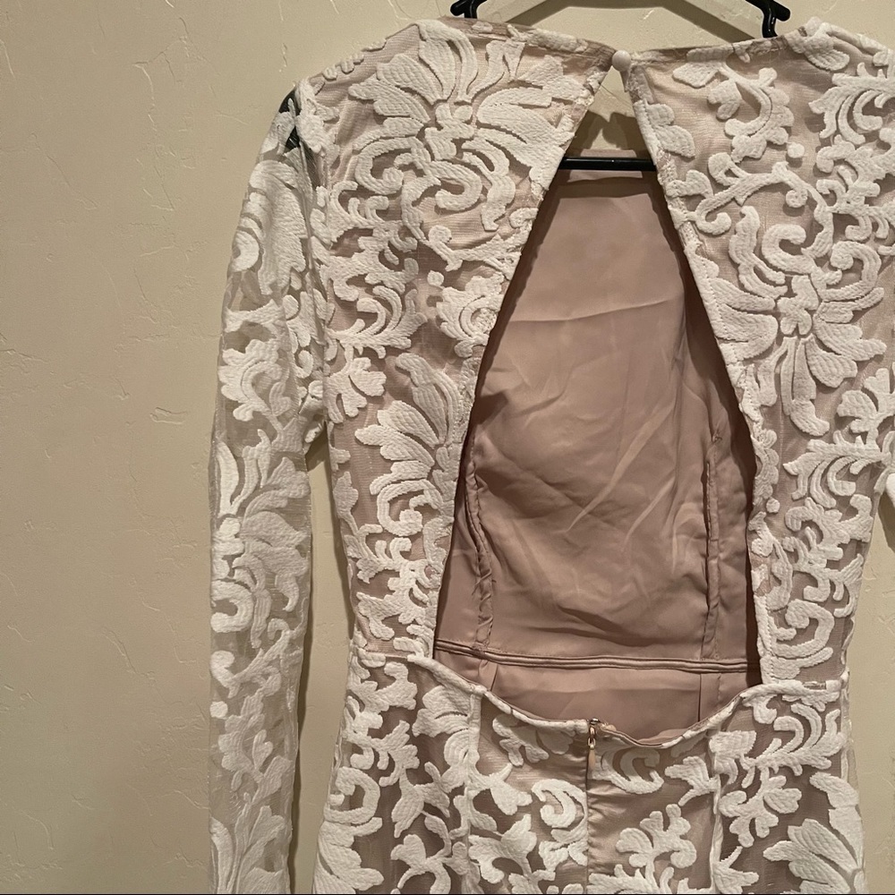 Missguided bridal white long sleeve open back long - Picture 4 of 8